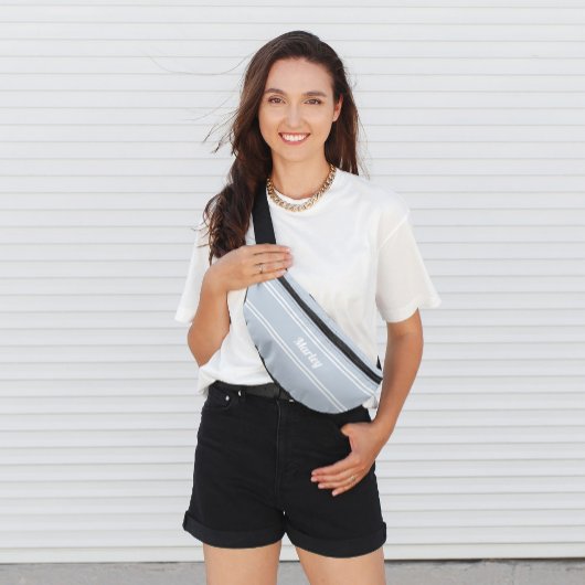 名モダンミニマル名モノグラムのスクリプトテンプレート青 ファニーパック