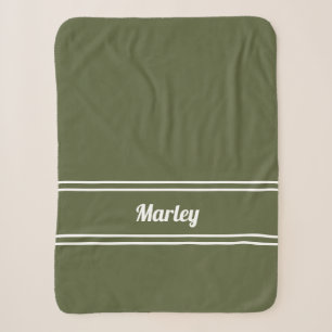 名モダンミニマル字スクリプモノグラムのトChic Green シェルパブランケット