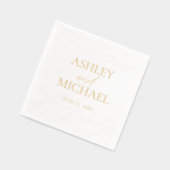 名モダンモノグラムのミニマル付きスクリプシンプルト金ゴールド 箔ナプキン (左)