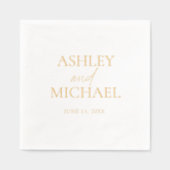 名モダンモノグラムのミニマル付きスクリプシンプルト金ゴールド 箔ナプキン (正面)