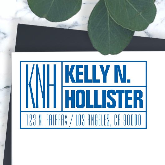 名モダンモノグラムの前または事業差出人住所 セルフインキングスタンプ