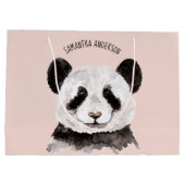 名モダン前とパステルピンクの水色パンダ ラージペーパーバッグ (裏面)