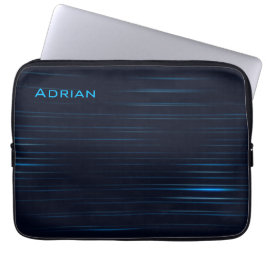 名モダン前の濃いストライプの青色のパターン ラップトップスリーブ