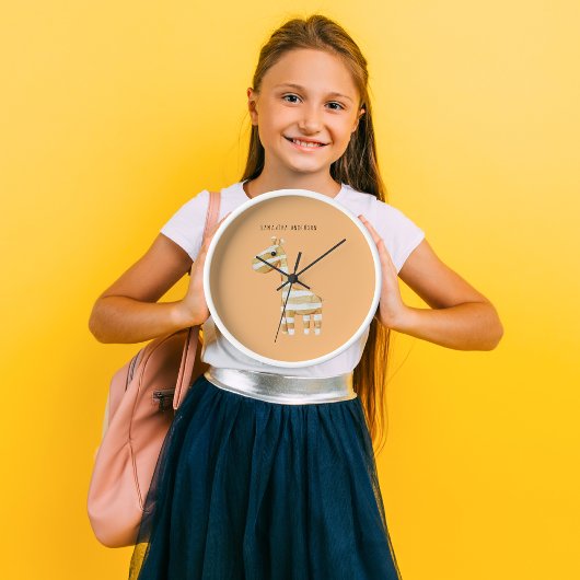 名モダン前の美しいオレンジキリン ラウンド壁時計