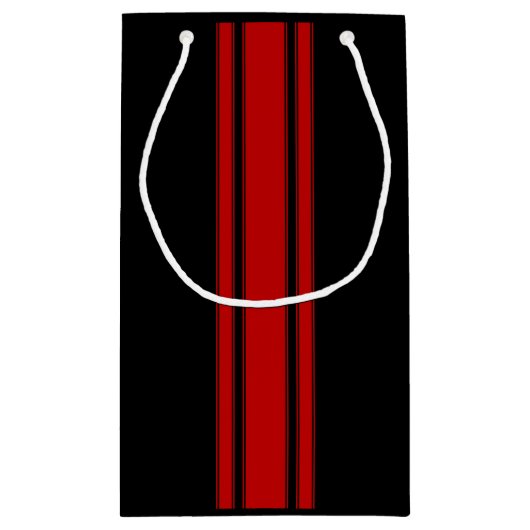 名モダン前の赤と黒ストライプの競技場 スモールペーパーバッグ (裏面)