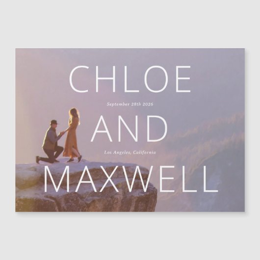 名モダン前はっきりした写真の日付の保存 マグネット招待状 (正面)