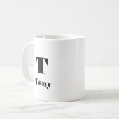 名モダン前イニシャル文字無地のカラー黒 コーヒーマグカップ (正面左)