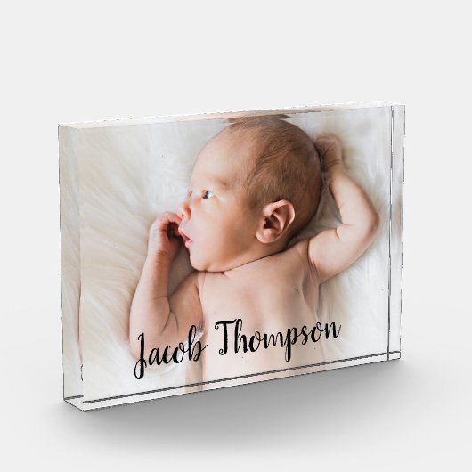名モダン前スクリプト男の赤ちゃん写真 フォトブロック (左)