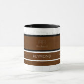 名モダン前ストライプ付き茶色男らし マグカップ (中央)