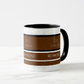名モダン前ストライプ付き茶色男らし マグカップ (正面右)