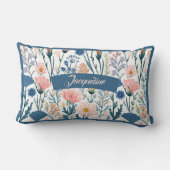 名モダン前パステルワイルドフラワー開花植物学おもしろい ランバークッション (裏面)