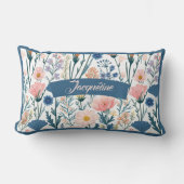 名モダン前パステルワイルドフラワー開花植物学おもしろい ランバークッション (正面)