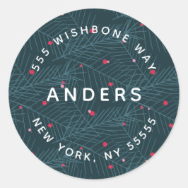 名モダン前パーソナライズされた休暇の住所 ラウンドシール