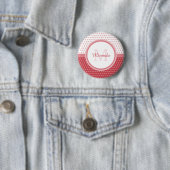 名モダン前付きピンクと白の水玉模様モノグラム 缶バッジ (インサイチュ)