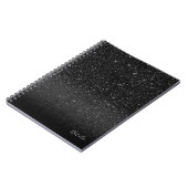 名モダン前付きブラックスパークルグリッター ノートブック (左側)