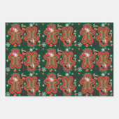 名モダン前2枚の写真クリスマスジンジャーブレッドマン3 ラッピングペーパーシート (正面3)