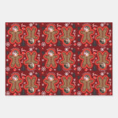 名モダン前2枚の写真クリスマスジンジャーブレッドマン3 ラッピングペーパーシート (正面2)