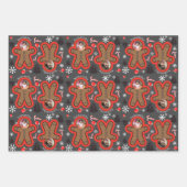 名モダン前2枚の写真クリスマスジンジャーブレッドマン3 ラッピングペーパーシート (正面)