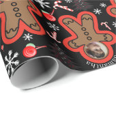 名モダン前2枚の写真クリスマスジンジャーブレッドマン ラッピングペーパー (ロールコーナー)