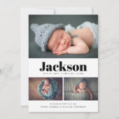 名モダン前3写真コラージュ生誕発表 案内状 (正面)