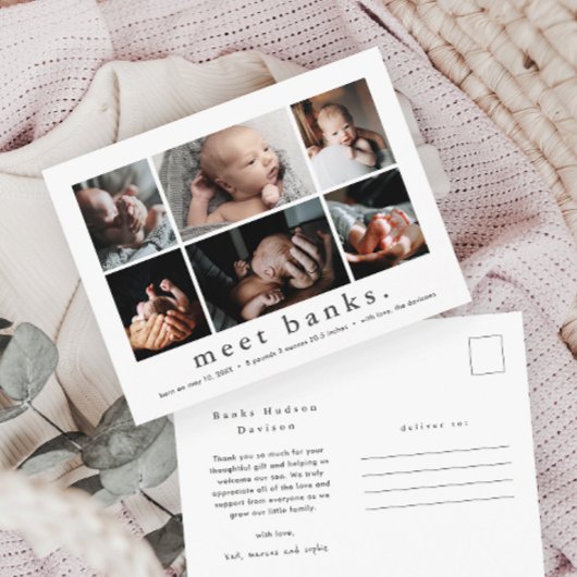 名モダン前6フォトコラージュベビーありがとう ポストカード