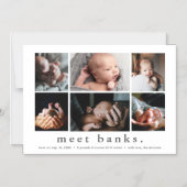 名モダン前6フォトコラージュベビーありがとう マグネット招待状 (正面)