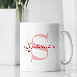 名モダン前&モノグラムイニシャルクラシック コーヒーマグカップ