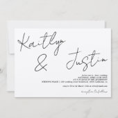 名モダン字スクリプト書chicの結婚名前 招待状 (正面)