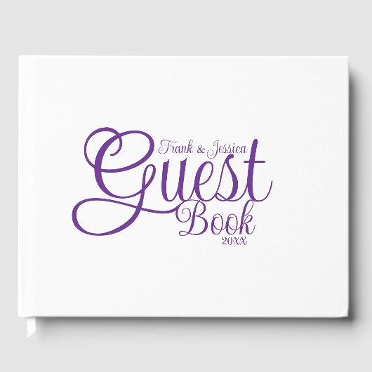 名モダン白エレガント紫 ゲストブック (正面)