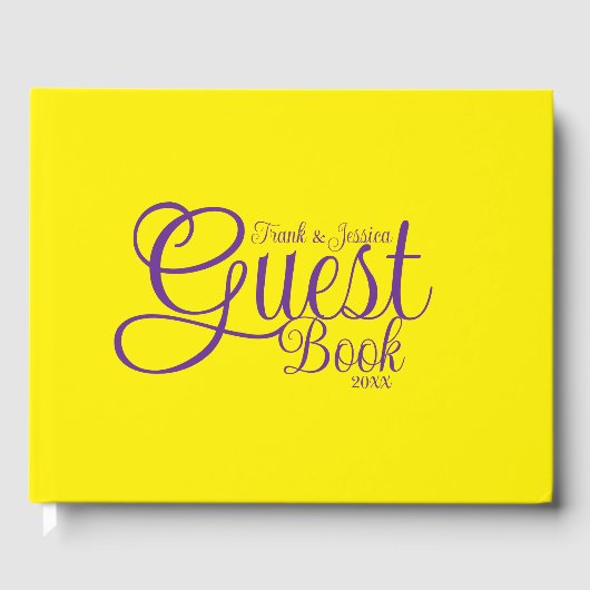 名モダン紫エレガント書道文字 ゲストブック (正面)