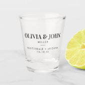 名モダン結婚前リハーサルのディナー付きのモノグラム ショットグラス (正面)