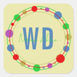 名モノグラムのカラフル円（黄色） スクエアシール