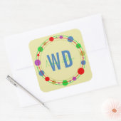 名モノグラムのカラフル円（黄色） スクエアシール (封筒)