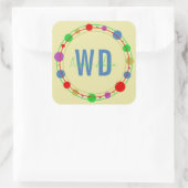 名モノグラムのカラフル円(黄色) スクエアシール (バッグ)