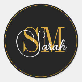 名モノグラムの前と署エレガント名 ラウンドシール