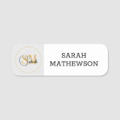 名モノグラムの前と署エレガント名 名札 (正面)