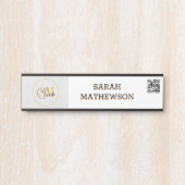 名モノグラムの前と署エレガント名/QRコード サインプレート (正面)