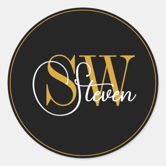 名モノグラムの前と署モダン名 ラウンドシール (正面)