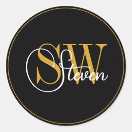 名モノグラムの前と署モダン名 ラウンドシール