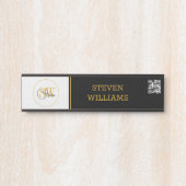 名モノグラムの前と署モダン名/QRコード サインプレート (正面)