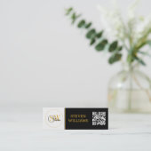 名モノグラムの前と署モダン名/QRコード スキニー名刺 (スタンド正面)