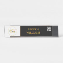 名モノグラムの前と署モダン名/QRコード