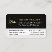 名モノグラムの前と署モダン名/QRコード 名刺 (裏面)