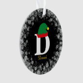 名モノグラムの前を黒字でパーソナライズ オーナメント (正面)