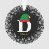 名モノグラムの前を黒字でパーソナライズ オーナメント (正面)