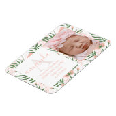 名モノグラムの前フローラPink Birthのお知らせ マグネット (左側)