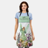 名モノグラムの最高の母は常にフローラの花の天使 エプロン (着用した状態)