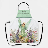 名モノグラムの最高の母は常にフローラの花の天使 エプロン (正面)