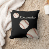 名モノグラムの球野球ブラックスポーツ装飾用クッション クッション (ブランケット)