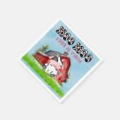 名モーモー前が2つの子供の誕生日パーティー スタンダードカクテルナプキン (角)